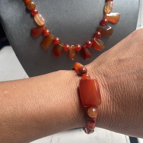 Carnelian necklace bracelet set - Picture 3 of 8